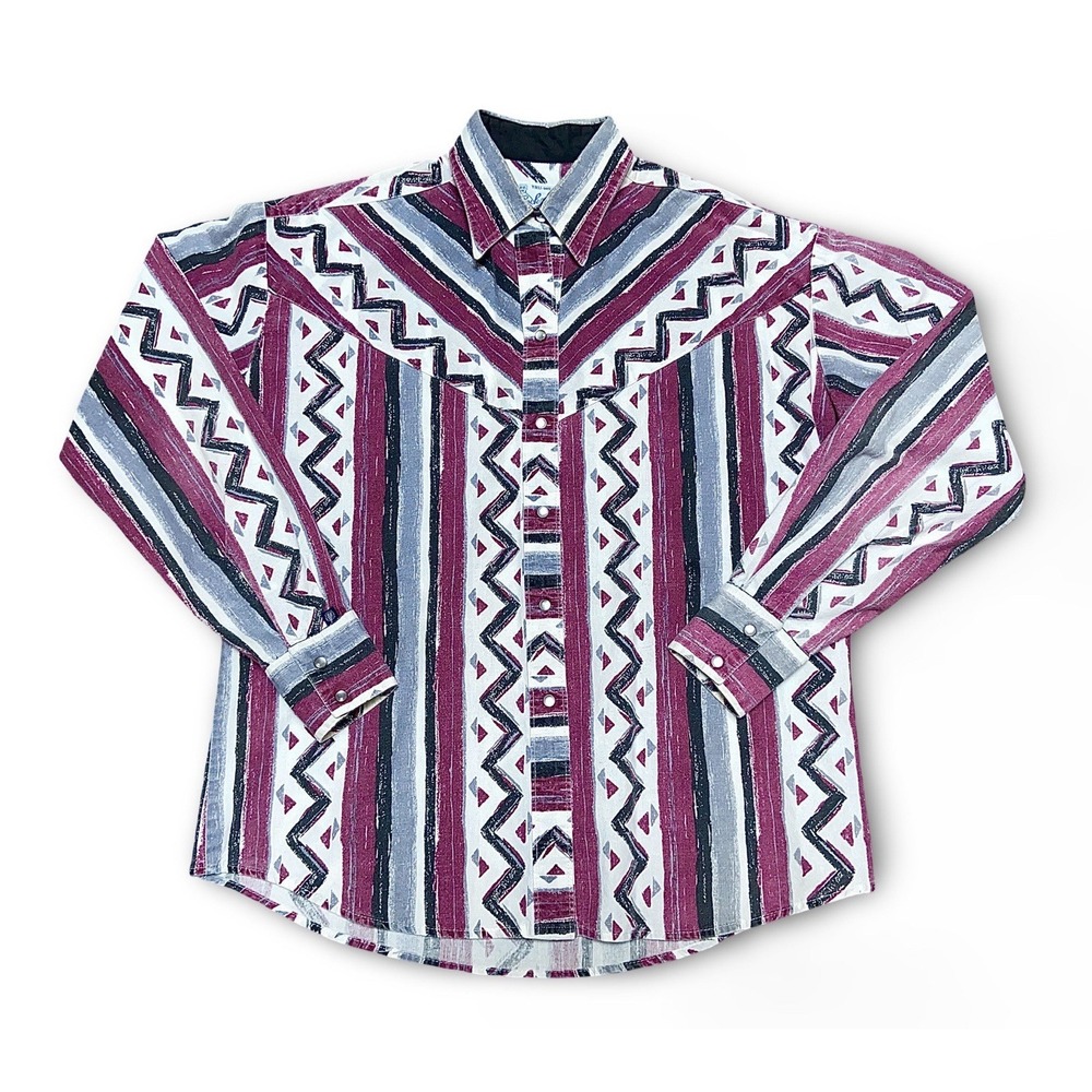 Rockmount Ranch Wear Shirt Women's Medium Western Pearl Snap Tru West Aztec USA